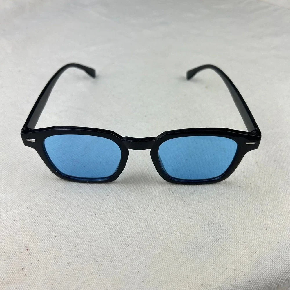 Vintage unique retro style black rounded square sunglasses cyber grunge techno